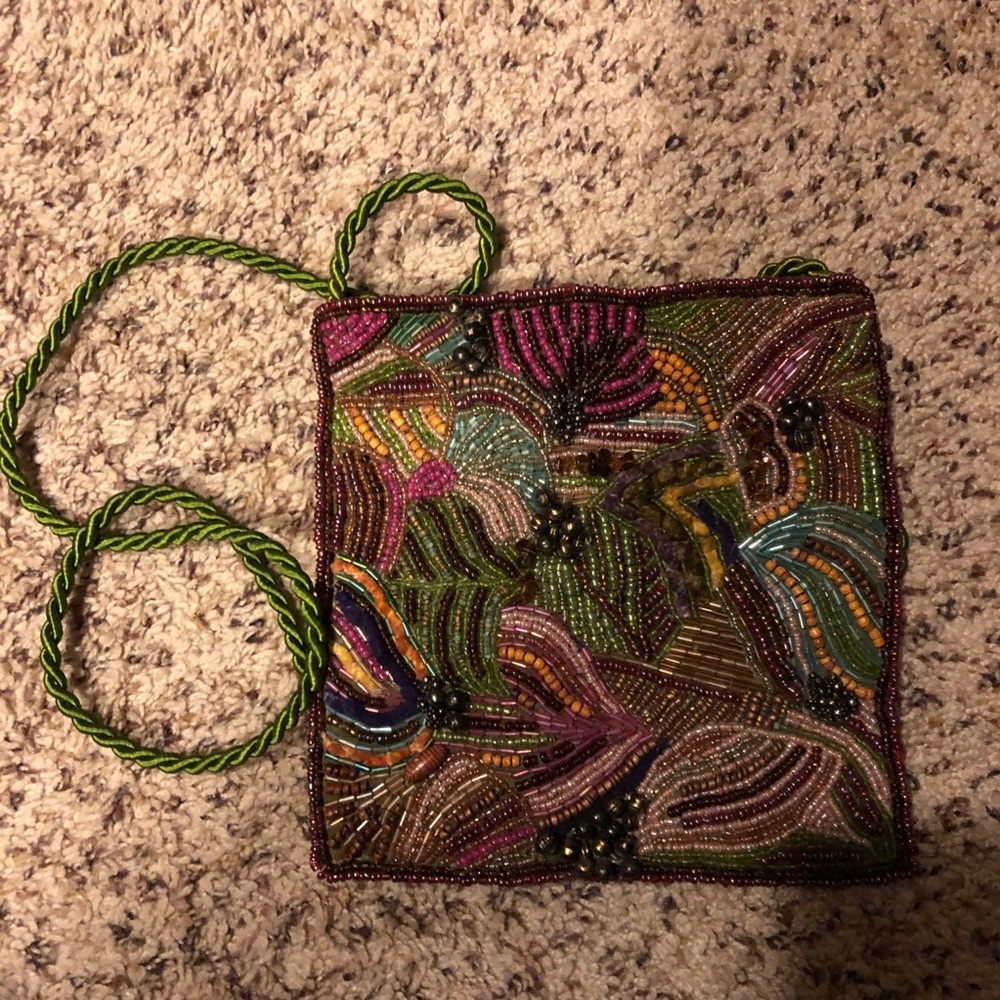 Beautiful Beaded Evening Bag Colorful Tropical 🌴